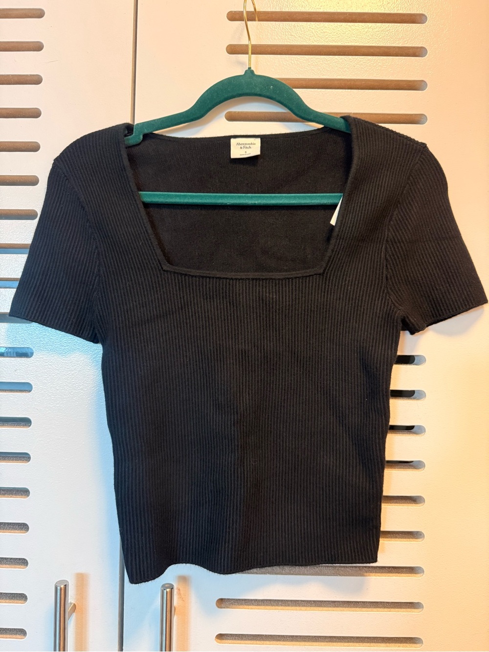 NWT Abercrombie & Fitch Ottoman Squareneck Sweater Tee in Black, size Small